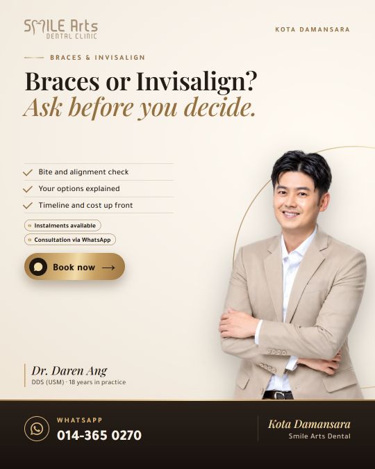 Smile Arts braces and Invisalign ad with Dr. Daren Ang